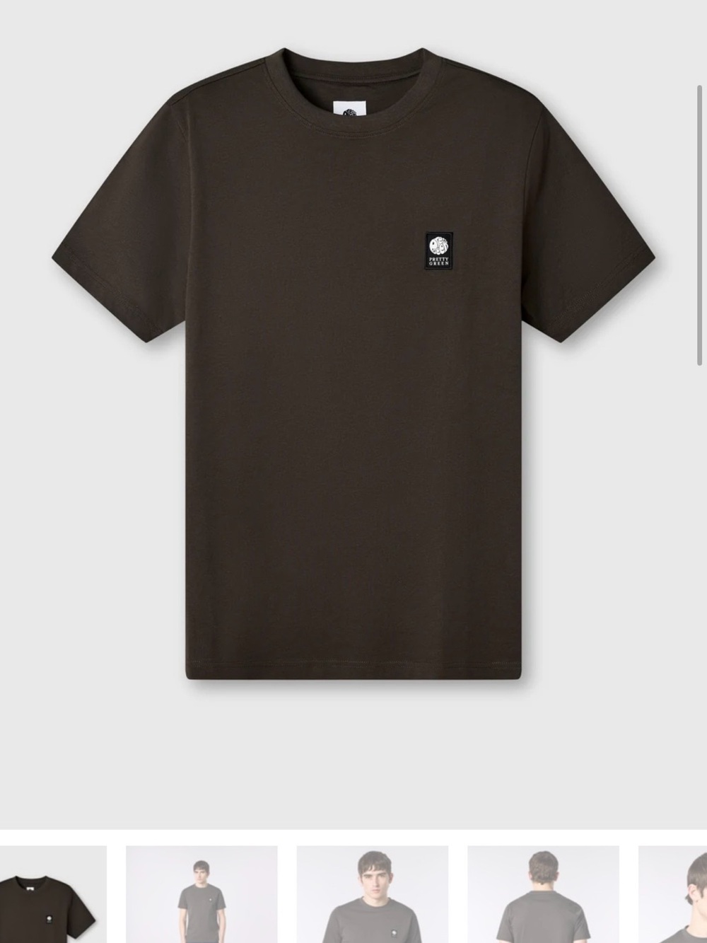 Pretty Green Sinclair Tshirt Charcoal Chest Patch Logo Tee